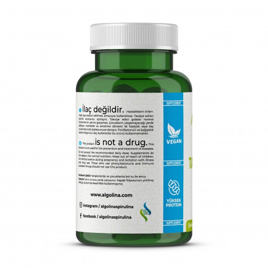 Algolina Spirulina Tablet 525 Mg -120 Tablets (3 Pieces) Algolina Spirulina Tablet 525 Mg -120 Tablets (3 Pieces)