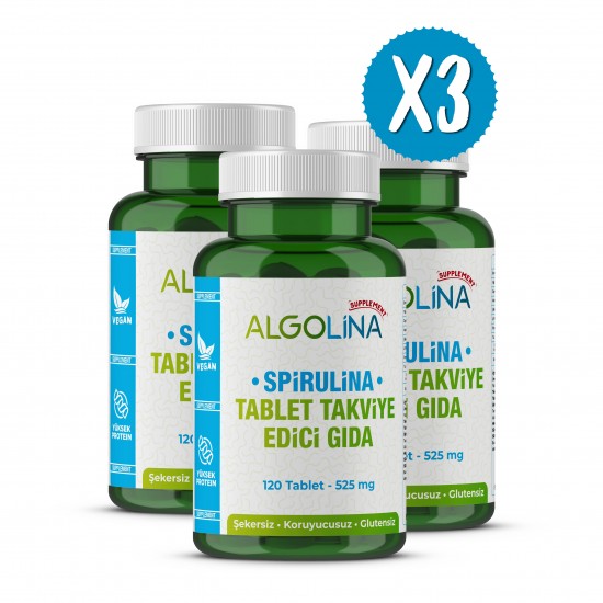 Algolina Spirulina Tablet 525 Mg -120 Tablets  (3 Pieces)