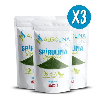 Algolina Spirulina Tozu 100 Gr (3 adet) - "Türkiye'nin İlk %100 Yerli Üretimi"